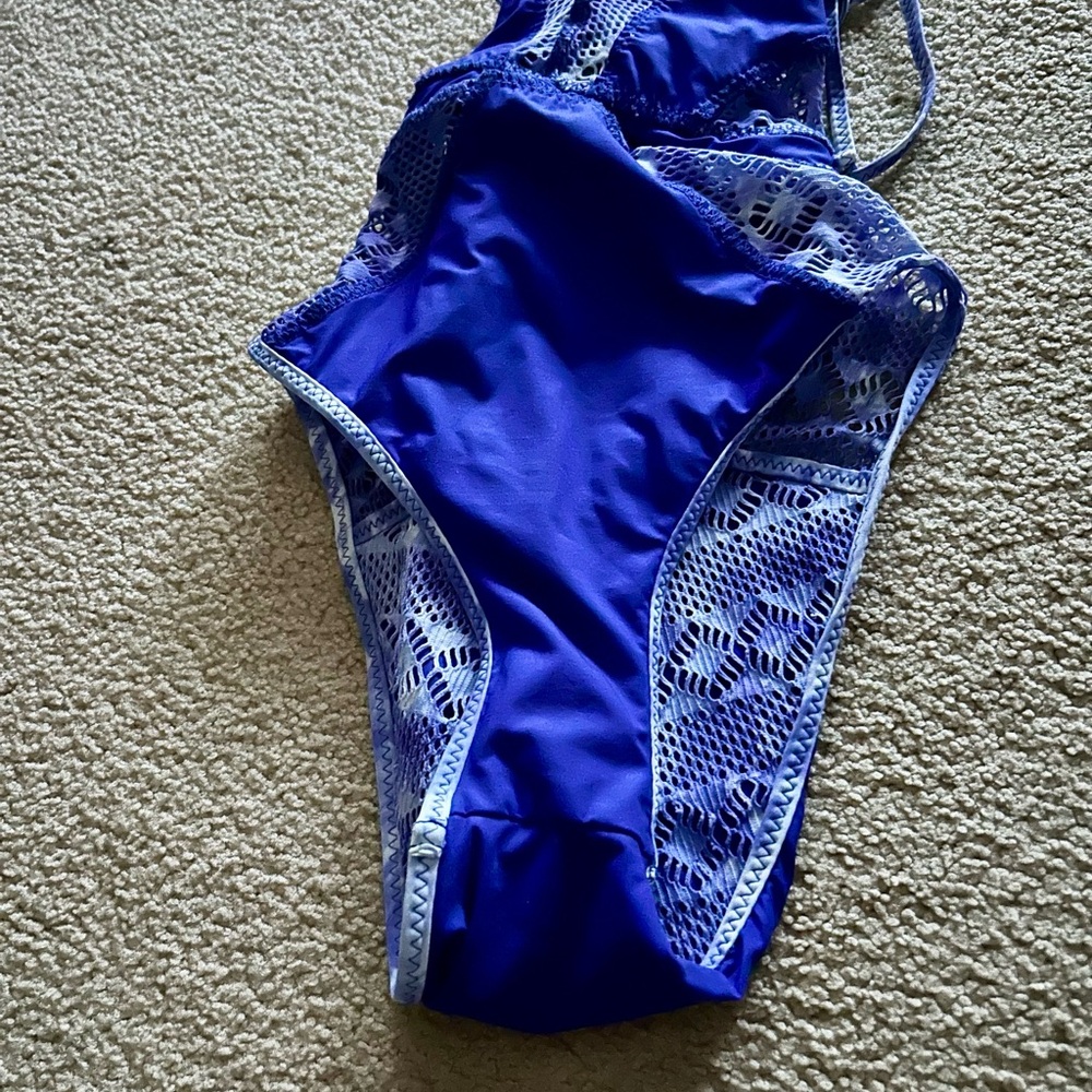 BECCA Blue Lace One-Piece Swimsuit - Picture 9 of 10